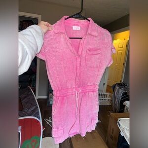 Pink Lily Gauze Romper